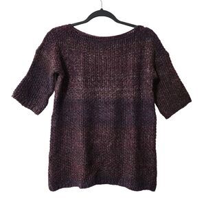 Elsamanda Italy Womens Wool Mohair Alpaca Sweater Purple Gray Boat-Neck Size S